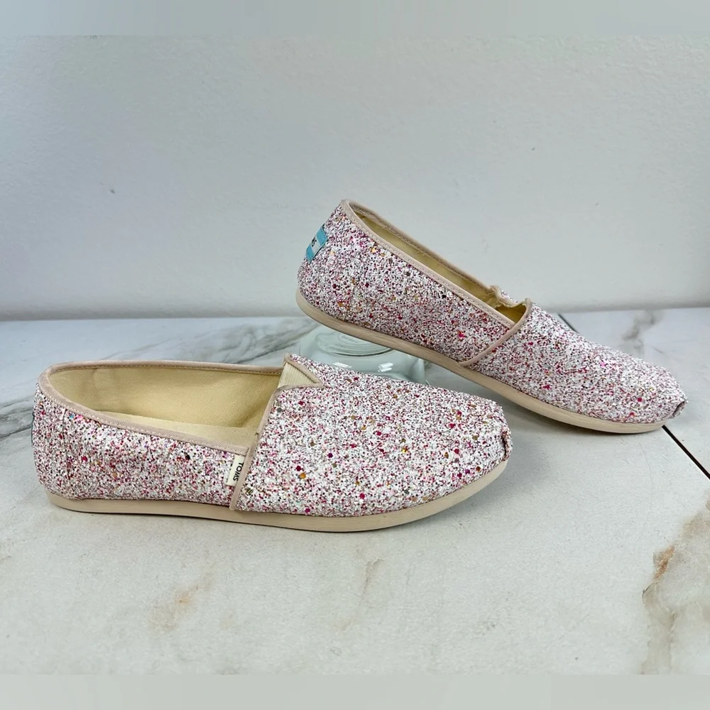NWOT Toms Alpargata Natural Glitter Slip On Shoes Sneakers Flats Loafers, 8.5 - Picture 4 of 13